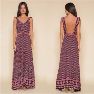 Anthropologie Raga Avah Ruffle Strap Maxi Dress M